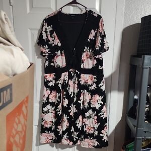 Torrid Black Floral Midi Dress